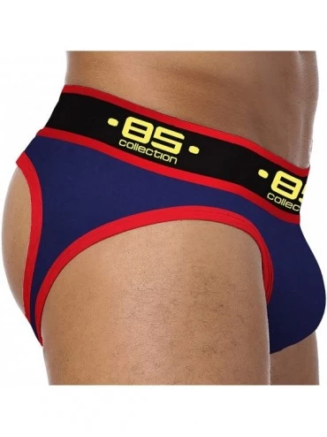G-Strings & Thongs Men's Sexy Underwear Thong G-String Low Rise T-Back Bikini Briefs Solid Color 3 Packs - Nav+blk+red - CH19...