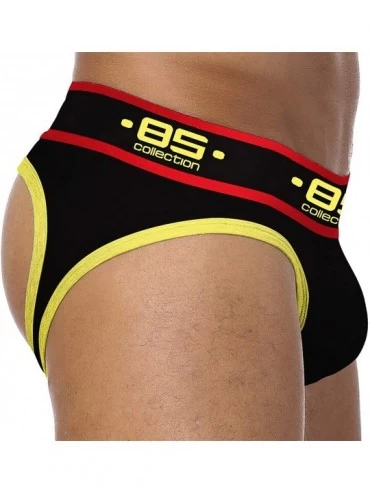 G-Strings & Thongs Men's Sexy Underwear Thong G-String Low Rise T-Back Bikini Briefs Solid Color 3 Packs - Nav+blk+red - CH19...