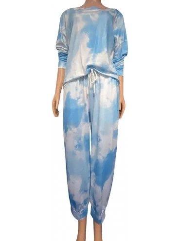 Sets Womens Two Piece Pajamas Tie Dye Printed Long Sleeve Tops and Pants Joggers Sleepwear PJ Sets Nightwear Loungewear - Col...