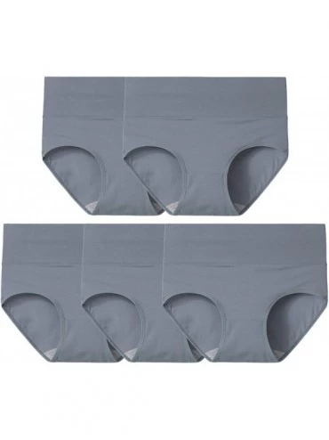 Shapewear Womens Underwear Cotton Briefs Postpartum High Waisted Panties Multi Pack - 5 Silver - CM18ZZA9RCM $21.91