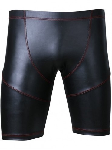 Boxers Men's Sports Fitness Shorts Pants Faux Leather Boxer Briefs Underwear - Black - CN12O2A7HO2 $32.65