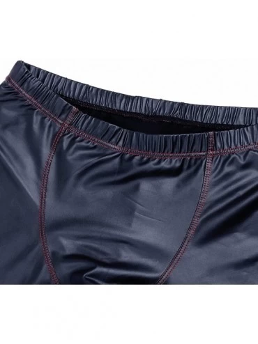 Boxers Men's Sports Fitness Shorts Pants Faux Leather Boxer Briefs Underwear - Black - CN12O2A7HO2 $14.05