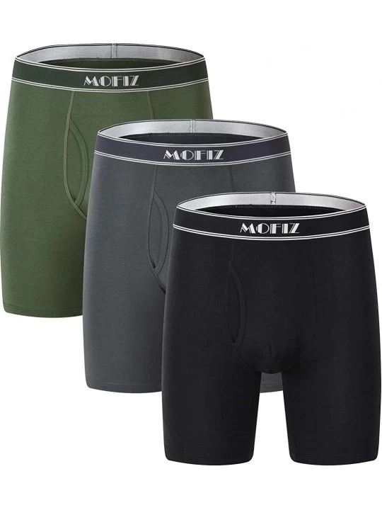 Boxer Briefs Mens Underwear Short Leg Stretch Micro Modal Boxer Briefs - Black/Gray/Green 209 - C718I98O707 $12.48