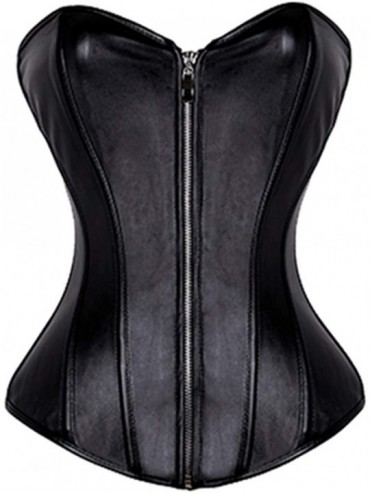 Bustiers & Corsets Women Steampunk Steel Boned Lace Up Back Bustier Overbust Corset - Leather 2803 - CZ19DTQLSC0 $79.55