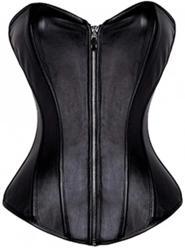 Bustiers & Corsets Women Steampunk Steel Boned Lace Up Back Bustier Overbust Corset - Leather 2803 - CZ19DTQLSC0 $65.41