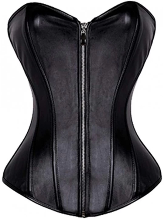 Bustiers & Corsets Women Steampunk Steel Boned Lace Up Back Bustier Overbust Corset - Leather 2803 - CZ19DTQLSC0 $40.66
