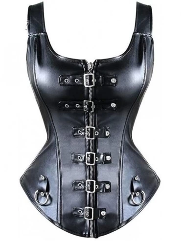 Bustiers & Corsets Women Steampunk Steel Boned Lace Up Back Bustier Overbust Corset - Leather 2803 - CZ19DTQLSC0 $40.66