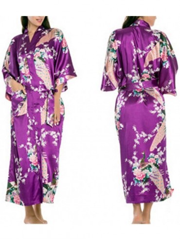 Robes Satin Robes Brides Wedding Robe Sleepwear Silk Bathrobe Animal Rayon Long Nightgown Kimono XXXL As the Photo Show2 - CA...