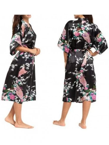 Robes Satin Robes Brides Wedding Robe Sleepwear Silk Bathrobe Animal Rayon Long Nightgown Kimono XXXL As the Photo Show2 - CA...