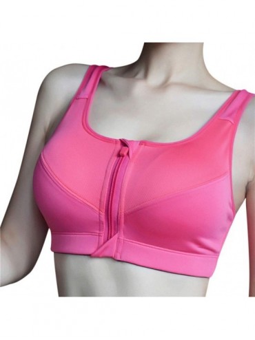 Camisoles & Tanks Women Sports Bra Full Cup Top Vest with Front Zipper Fitness Yoga Workout Running Padded Underwear - Hot Pi...