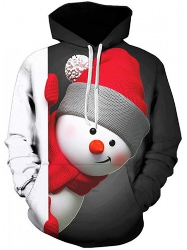 Sleep Tops Unisex 3D Fashion Christmas Print Long Sleeve Pullover Hooded Sweatshirts with Pockets M-7XL - Black a - C3193EIWO...