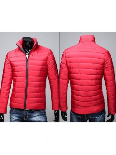 Robes Men's Warm Jacket Thick Outerwear Jacket Full Zip Water-Resistant Casual Winter Coat - Red - CD194KHCK7U $43.82