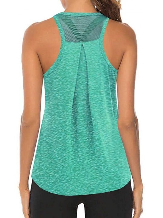 Thermal Underwear Women Workout Tops Mesh Racerback Tank Sports Yoga Shirts Gym Clothes - Mint Green -1 - CQ19D5ON4KN $37.16