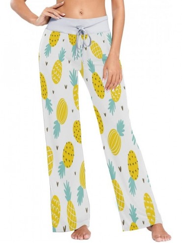 Bottoms Pineapple Fruit Heart Love Women's Pajama Lounge Pants Casual Stretch Pants Wide Leg - CK197EKANA3 $47.70