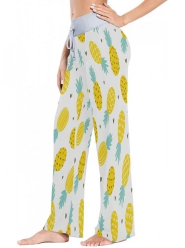 Bottoms Pineapple Fruit Heart Love Women's Pajama Lounge Pants Casual Stretch Pants Wide Leg - CK197EKANA3 $17.19
