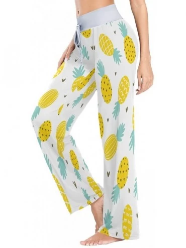 Bottoms Pineapple Fruit Heart Love Women's Pajama Lounge Pants Casual Stretch Pants Wide Leg - CK197EKANA3 $17.19