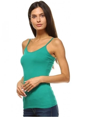 Camisoles & Tanks Women's Camisole 3-Pack Basic Cami Tanks Spaghetti Strap Super Tight Fit Solid Various Colors - Emerald Gre...