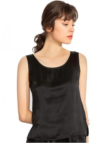 Camisoles & Tanks (Tank TOP ONLY) Silk Camisoles for Women Tank Tops Ladies Girls Summer Cool Soft - Black - CP199L05C66 $62.67