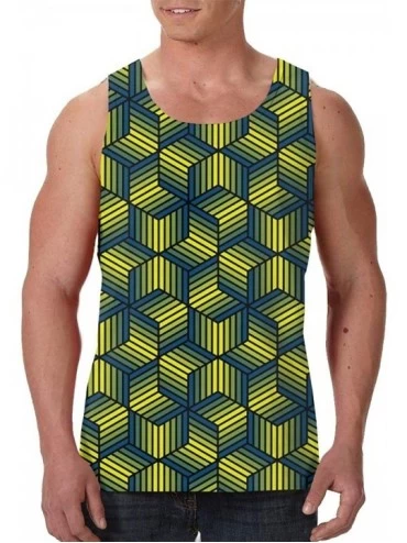 Undershirts Men's Sleeveless Undershirt Summer Sweat Shirt Beachwear - Firefly Glow - Black - CW19CK67W4G $36.40