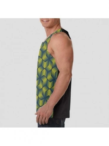 Undershirts Men's Sleeveless Undershirt Summer Sweat Shirt Beachwear - Firefly Glow - Black - CW19CK67W4G $20.11