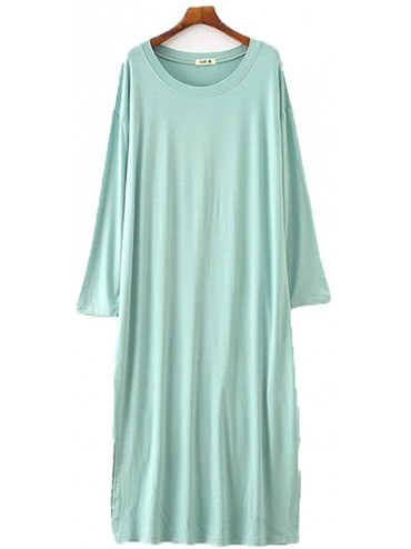 Nightgowns & Sleepshirts Women's Nightgowns Long Sleeve Sleepwear Comfy Sleep Shirt Cotton Scoop Neck Nightshirt One Size - A...