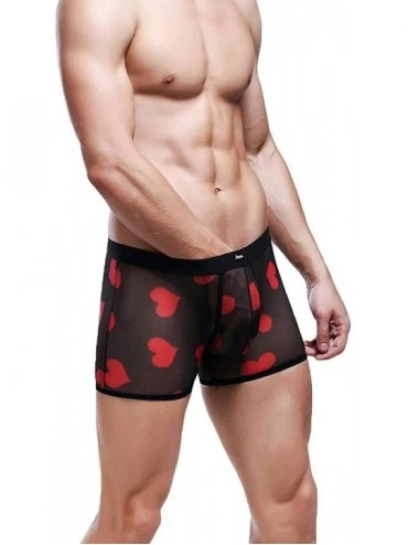 Boxer Briefs Men's Underwear Sexy Mesh Breathable Boxer Briefs Low Rise Cool Boxers Pack Set - Style 6 Black/Heart 1 Pcs - C5...