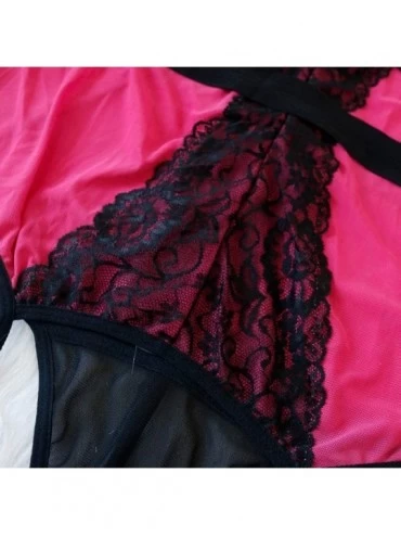 Baby Dolls & Chemises Lingerie Womens Plus Size Sexy Halter Lace Sleepwear Babydoll Nightwear Erotic Underwear One-Piece Slee...