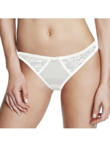 Panties Dominique Lace Trimmed Thong Style 349 - White - 2XLarge - CY114XKGFSL $32.96