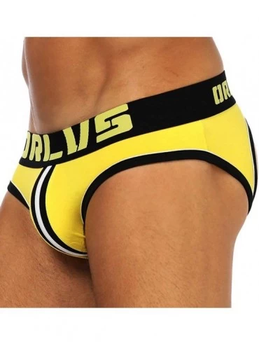 Boxer Briefs Men Sexy Underwear Letter Printed Boxer Briefs Shorts Bulge Pouch Underpants - Yellow - CS18WMGWUK7 $12.99