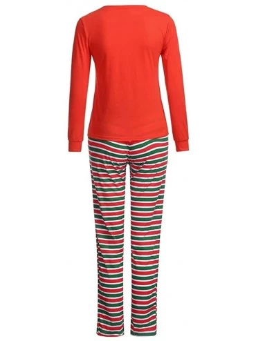 Sleep Sets Snowflake Printed Solid Color Sleep Tops + Elastic Waist Striped Sleep Pants Christmas Pjs Party Pajamas Matching ...