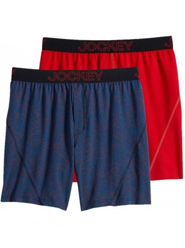 Boxer Briefs Men's Underwear No Bunch Boxer - 2 Pack - Red Outlined Tropics/Maximum Red - CS18S9D8048 $36.95