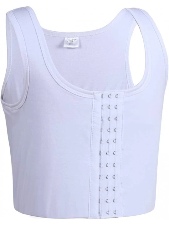 Bustiers & Corsets Women Central Hook Cotton Lesbian Tomboy Chest Binder with 20cm elastic band Vest Tank Top - White - CW18N...