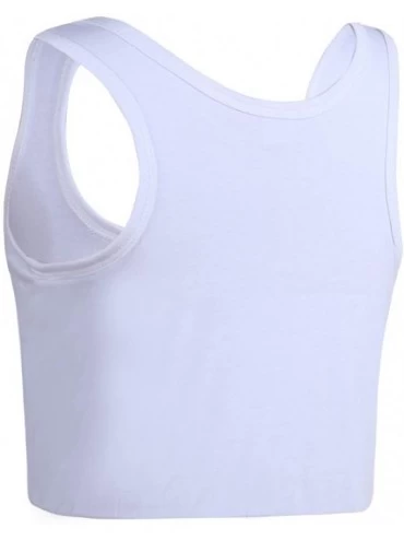Bustiers & Corsets Women Central Hook Cotton Lesbian Tomboy Chest Binder with 20cm elastic band Vest Tank Top - White - CW18N...
