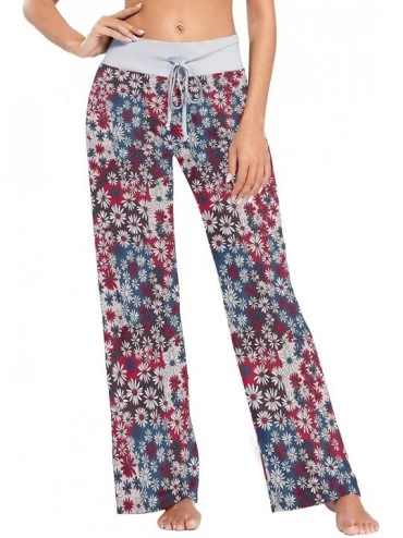 Bottoms American Flag Color Daisies Flower Women's Pajama Pants Lounge Sleep Wear - Multi - CN19D3N6SHA $46.72