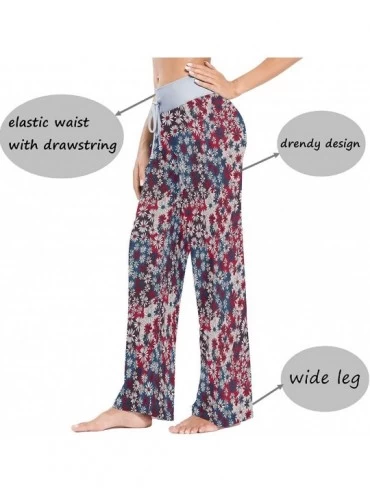 Bottoms American Flag Color Daisies Flower Women's Pajama Pants Lounge Sleep Wear - Multi - CN19D3N6SHA $21.84