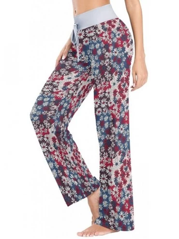 Bottoms American Flag Color Daisies Flower Women's Pajama Pants Lounge Sleep Wear - Multi - CN19D3N6SHA $21.84