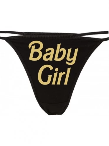 Panties Daddy's Baby Girl Thong Underwear - Cute Panties for Daddys Princess - DDLG - Sand - C2187IDRRED $27.08