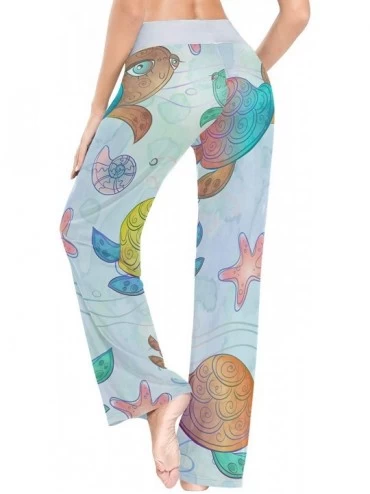 Bottoms Sea Turtles Women Pajama Pants Bottoms Palazzo Yoga Stretchy Wide Leg Trousers - C219C4I49CH $16.35