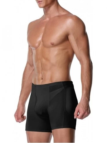 Boxers Mens Tummy Control Shorts Underwear Boxer Shapewear Butt Lifter - Black - CL18L0L209K $15.62
