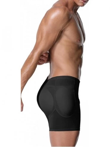 Boxers Mens Tummy Control Shorts Underwear Boxer Shapewear Butt Lifter - Black - CL18L0L209K $15.62