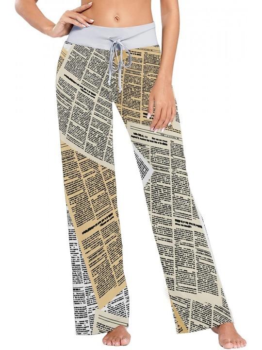 Bottoms Art Pattern Newspaper Seamless Women Loose Palazzo Casual Drawstring Sleepwear Print Yoga Pants - C019CSGOIG8 $48.37