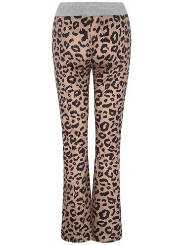 Bottoms Comfy Casual Pajama Pants for Women Floral Print Drawstring Palazzo Lounge Pants Wide Leg Pj Bottoms Pants H coffee -...