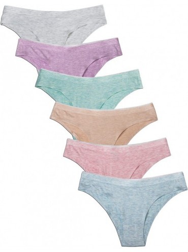 Panties Women's Hipster Cotton Panties Seamless Low-Rise Cheekini Panty Soft Stretch Bikini Underwear - 6 Pack - CH18MCYN7O7 ...