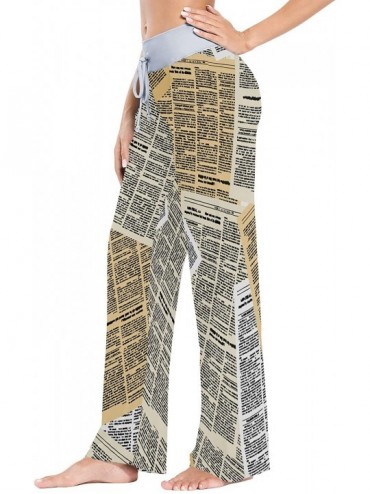 Bottoms Art Pattern Newspaper Seamless Women Loose Palazzo Casual Drawstring Sleepwear Print Yoga Pants - C019CSGOIG8 $48.37