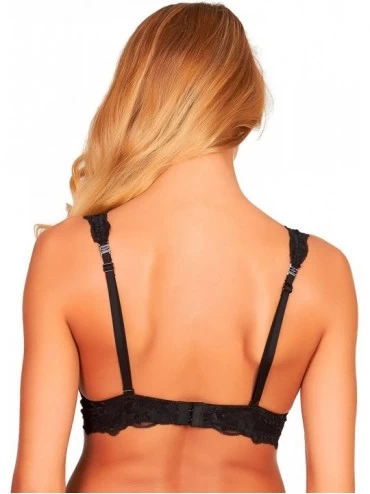 Bras Women's Bralette Bra Sexy Halter Convertible Soft Cup Wire-Free Lace (Reg and Plus Size) - Black - CW1867OQAZD $15.07