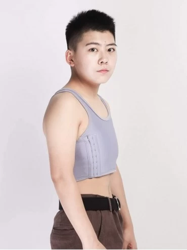 Bustiers & Corsets Summer Mesh IceSilk Chest Binder Underwear for Trans Lesbian Tomboy - Gray - CQ192ON36QO $16.51