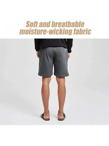 Sleep Bottoms Men's Fleece Pajama Flat Front Shorts 9" Casual Shorts Athletic Jogger Pocket Sportswear Short - Dark Gray - CN...