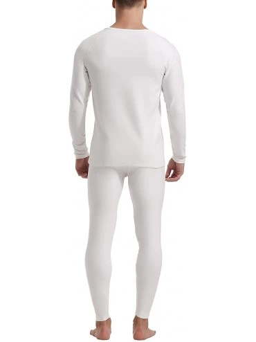 Thermal Underwear Mens Cotton Thermal Underwear Long Johns Fleece Lined Set - Fleece Lined-white - CH18HRUY9O0 $39.10