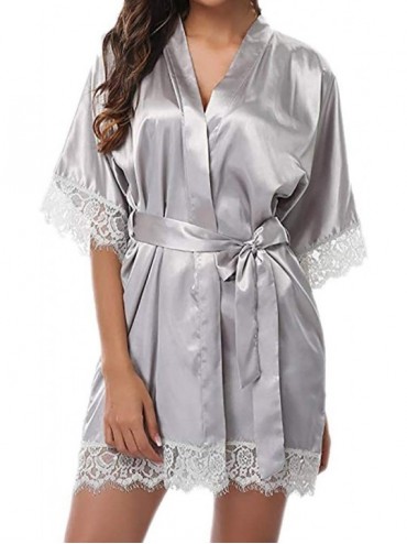 Accessories Women's Lady Sexy Lace Sleepwear Satin Nightwear Lingerie Pajamas Suit - Gray - CV18S9W7O20 $22.46