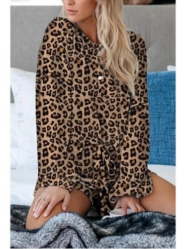 Sets Womens Tie Dye Pajamas Sets Shorts Tank Tops Sleepwear Button Down Soft Pj Set LoungeWear - Leopard Print2 - C119DDS2E6W...